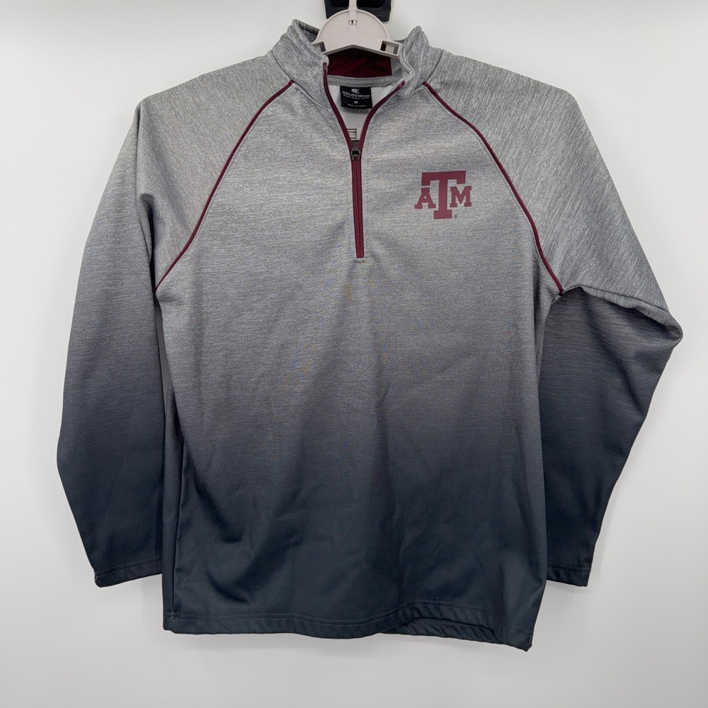 Colosseum Texas A&M Aggies Mens Medium Grey Ombre Quarter Zip Pullover Jacket